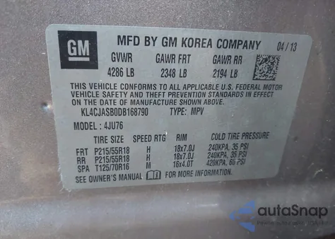 2013 Buick Encore from USA, damaged, VIN KL4CJASB0DB168790